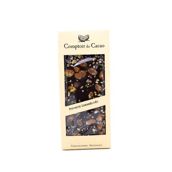 Chocolat Noir (75%) Pistaches Caramélisées 90g